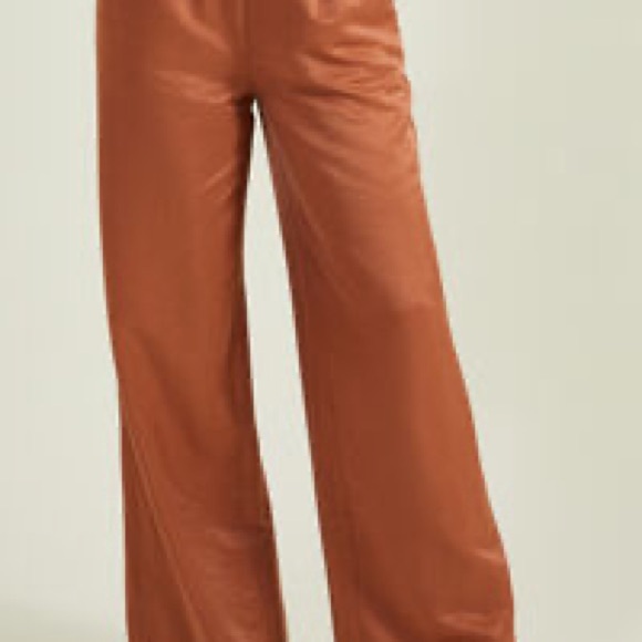 Altar'd State Pants - NWT Altar’d State Burnt orange satin / pleather wide leg pants trousers